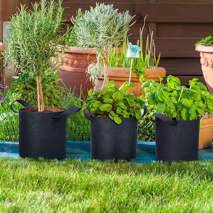 Boao 30 Pack 3 Gallon Grow Bags Aeration Fabric Pots for Plants with Handles Thickened Non Woven Grow Pots Bulk Plant Bags for Garden Vegetable Flower