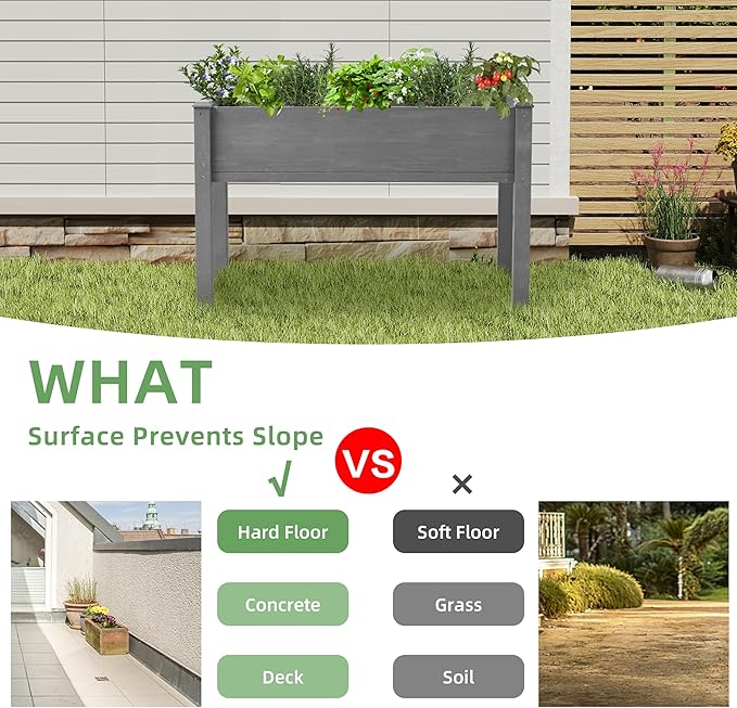 48x24x30 inch Raised Garden Bed with Legs, Elevated Wooden Planter Box for Outdoor Plants Flowers Fruits Vegetable Herb Growing