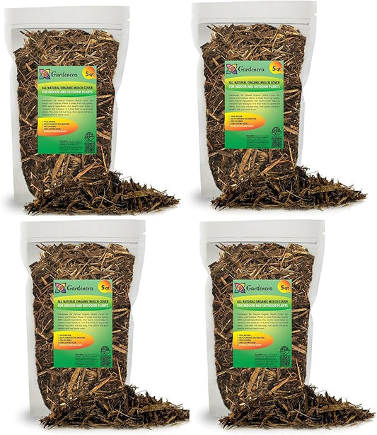 Gardenera Organic Natural Mulch Cover - Create an Eco-Friendly Garden with Natural Weed Control - 20 QUARTS