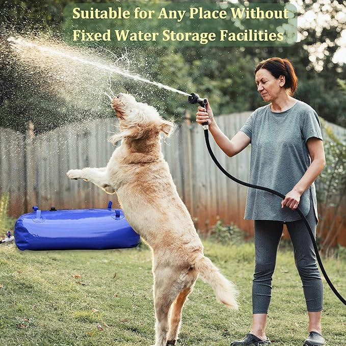 Ogrmar 240L/63.4Gallon Portable Water Storage Bladder Containers, Large Capacity Foldable Water Tank for Garden Water Catcher Including PVC Spigots and Overflow Kit, Emergency Water Storage Bag, Blue