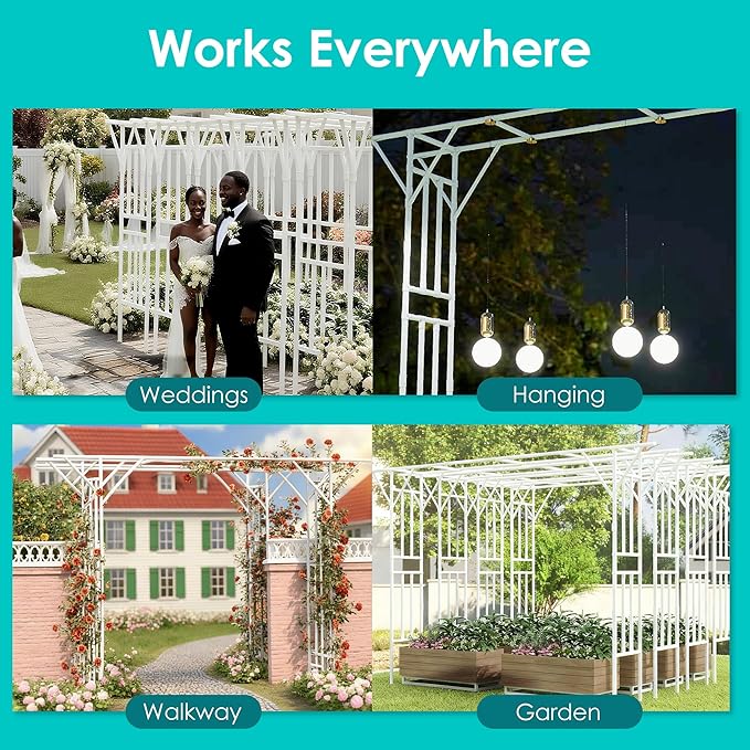 Flat Top Garden Arch Trellis 11FT x 9FT, Extra Large Garden Trellis for Climbing Plants Outdoor, 141.7in x 108in PE-Coated Metal Arbor Archway Trellis for Roses,Wisteria,Wedding,Patio Decoration White