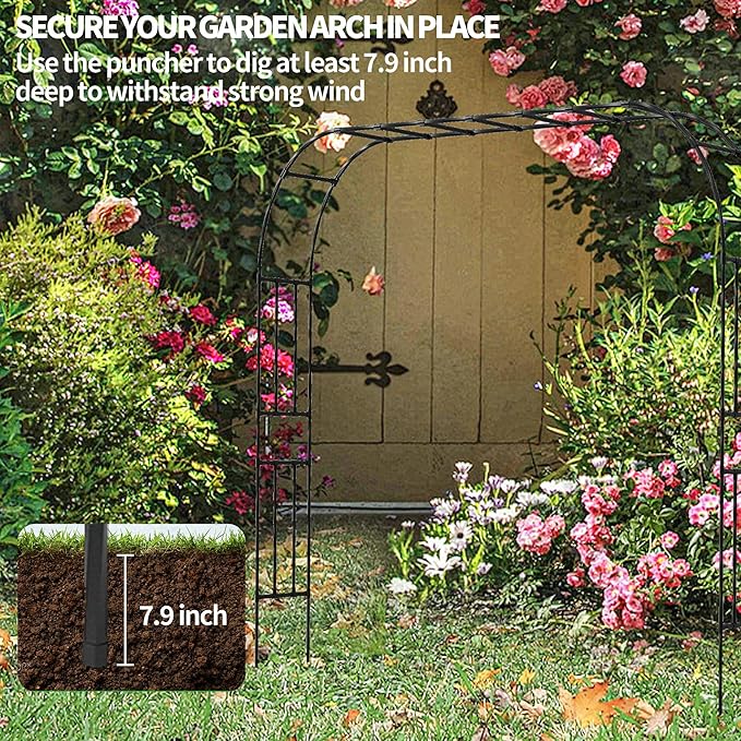 Garden Arch Trellis, Trellis Arch for Climbing Plants Outdoor, 10.5 x 7.9FT Metal Full Garden Arbor, Trellises for Patio Lawn Backyard, Large Garden Archway Decoration Black 126" x 94.5in