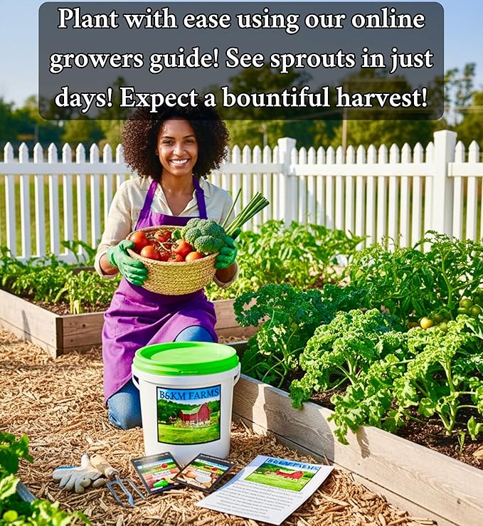 Beginner Survival Seed Vault: 20,000+ Heirloom & Non-GMO Seeds (30 Easy to Grow Varieties) by B&KM Farms