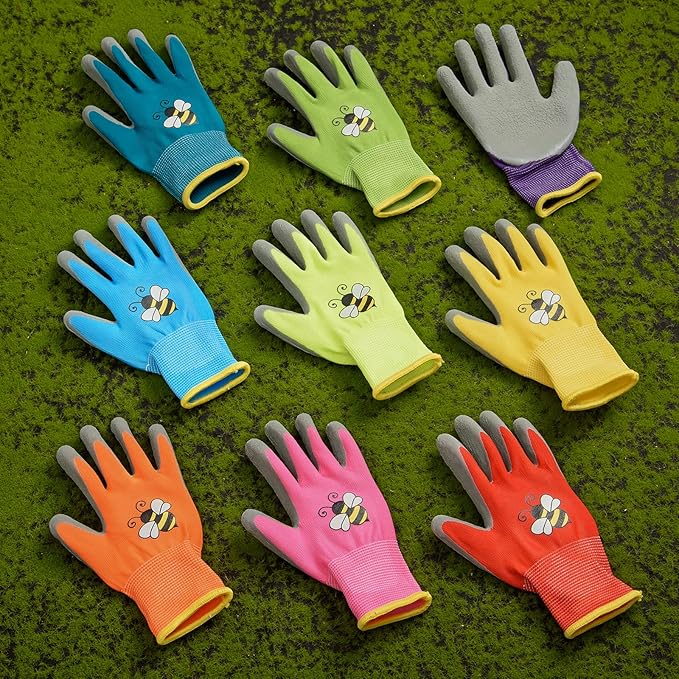 36 Pairs Kids Garden Gloves Children Work Gloves Non Slip Rubber Coated Gardening Gloves for Kids Toddlers Youth Boys Girls (Large (Age 9-11))