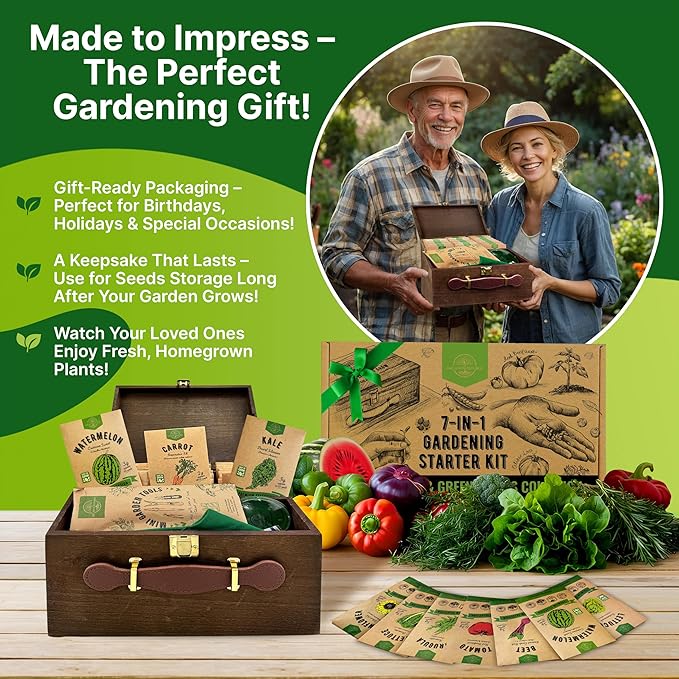 75 Vegetable & Greens Seeds Variety Pack, Garden Seed Starter Kit - Over 44,700 Non-GMO Heirloom Seeds for Planting Vegetables and Greens, Christmas Gift Seed Box with Gardening Supplies, Survival Kit