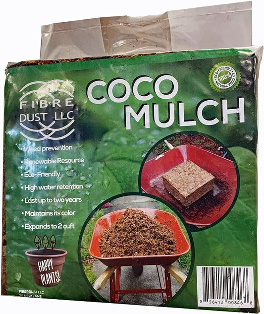 FibreDust 17 lbs Coconut Coir Mulch - 4KG Pack of 2-100% Natural Coconut Husk - Shredded and Cut Pieces - Great Ground Cover - Helps in Retention of Water - No Added Color