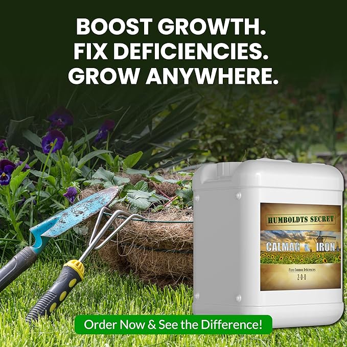 Humboldts Secret CalMag & Iron | Calcium, Magnesium & Chelated Iron Nutrient Fertilizer | Hydroponic Supplies for Vegetative & Flowering Growth in Soil, Coco, Hydroponics or RO Water | 5 Gallon