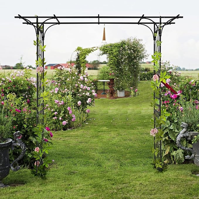 Garden Arbor, 7FT Arch Archway for Wedding Ceremony Party, Steel Garden Trellis for Plant Climbing, Christmas Decorations Pergola for Backyard, Lawn