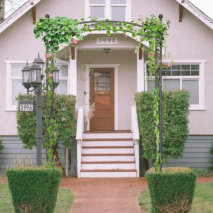 Garden Arch Trellis 7FT Wedding Arch Backdrop Stand, Metal Garden Arbor Trellis for Plant Climbing Outdoor, Plant Arch with Anchored Pile, Flower Stand Balloon Decor, Archway Pergola