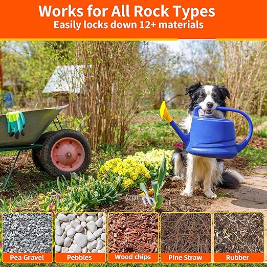 Rock Glue, 1.32 Gallon Mulch Glue for Landscaping, Gravel Binder & Decomposed Granite Stabilizer, Non-Toxic Long-Lasting Dries-Clear Strong Pea, Mulch Lock and Pea Gravel Stabilizer for Garden Border
