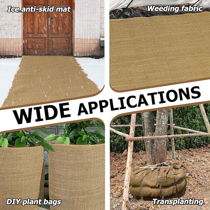 ANPHSIN 40ftx40in Natrual Burlap Plant Covers Freeze Protection - Winter Frost Plant Blankets, Frost Cloth Tree Wrap for Outdoor Bushes Trees Potted Plants Cold Weather
