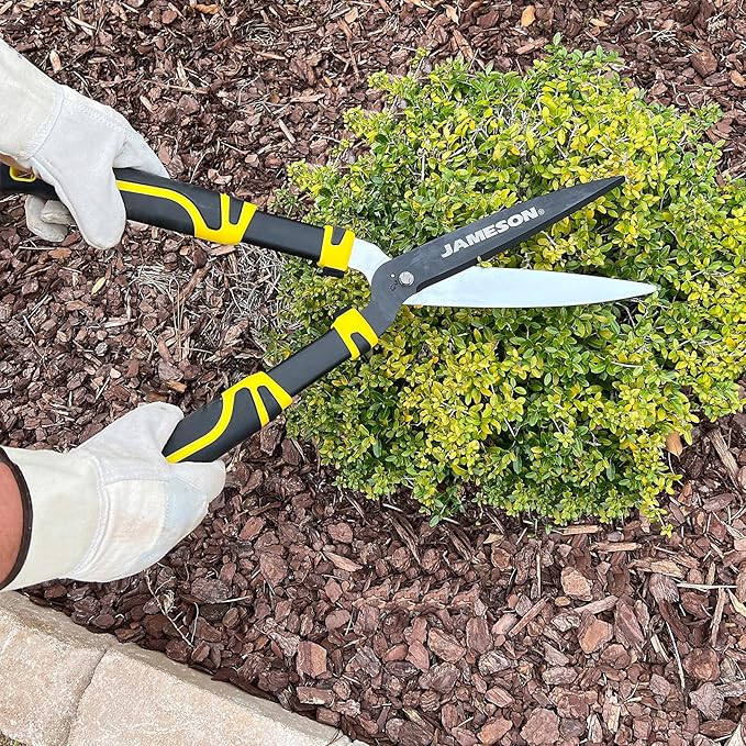 Jameson Heavy-Duty Hedge Shears – 23″ with Ultra-Sharp Non-Stick Blades, Lightweight Aluminum Frame, and Shock-Absorbing Grip