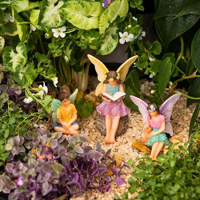 PRETMANNS Fairies for Fairy Garden – Adorable Accessories Kit for an Outdoor Miniature Garden – Boy & Girl Figurines – 3 Items