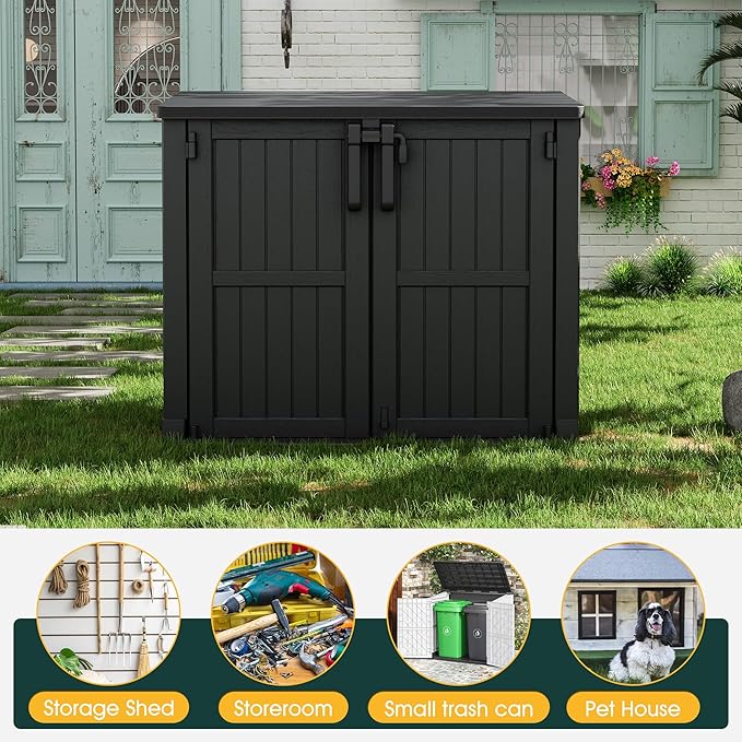 NUNU LAB Outdoor Storage Cabinet 36 Cu.Ft Garden Storage Shed Waterproof Lockable for Garden Hoses, Generator, and Lawn Mower