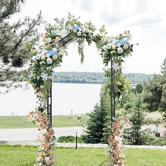 Metal Garden Arch, Assembly Garden Arbor,Adjustable Width W42.52''~W78.15'',Trellis Climbing Plants Support, Rose Outdoor Arch,Wedding Arch Party Events Archway (Black, Adjustable)