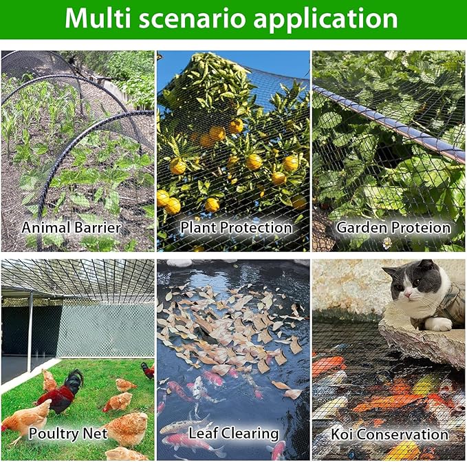 Bird Netting 25x50 ft,1" Mesh Garden Netting Pest Barrier for Plants, Fruit Trees, Vegetables, Extra Strong Woven Mesh Poultry Net for Chicken Run, Animal Fencing Against Birds, Deer, Poultry