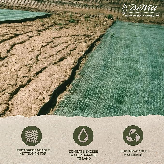 Dewitt 2-Pack Single Net Excelsior Blanket, Green, 4 x 112.5 Feet – Aspen Wood Fiber Erosion Control Mat with Netting for Soil Protection, Grass & Seed Establishment, Ground Cover and Landscaping