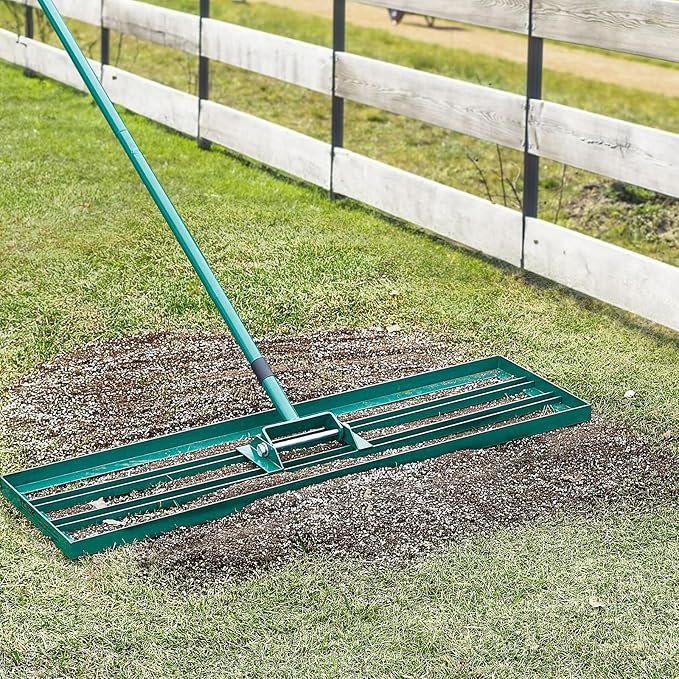 VEVOR Lawn Leveling Rake, 36“ x10 Level Lawn Tool, Heavy-Duty Lawn Leveler with 78"" Steel Extended Handle, Yard Leveling Rake Suit for Garden, Golf Lawn, Farm, Green