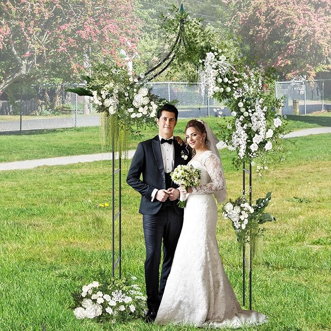 Giantex Metal Garden Arch Trellis - 9.5 FT Wedding Arbor for Ceremony, Garden Arbor for Climbing Plants Rose, Gothic Style Outdoor Archway for Lawn Backdrop Backyard Party Decoration