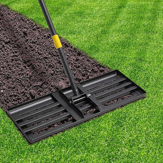 Lawn Leveling Rake, 6 FT Ground Lawn Leveler with 30 x 10 Wide Large Rakes Head for Smooth Garss Soil Dirt Sand, High Effect Yard Leveling Tool with Round Edge forGarden Golf Course, No Flip