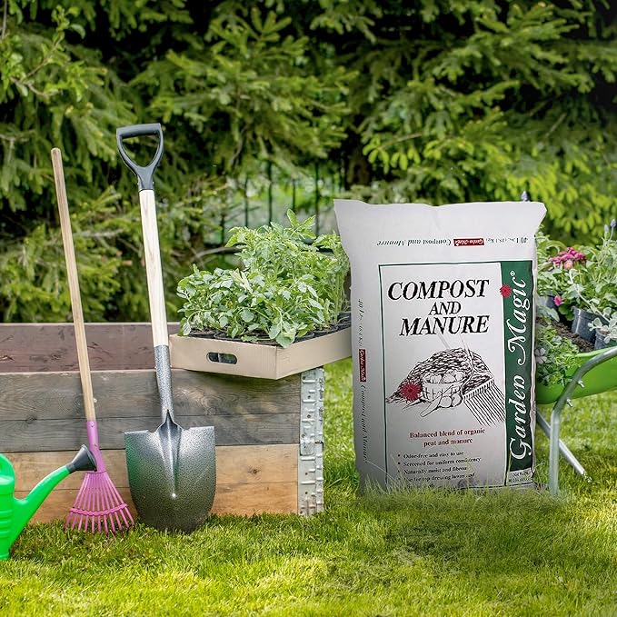 Michigan Peat 40 Pound Garden Magic Compost and Manure with Odor Free Blend and Naturally Moist and Fibrous for Lawn and Garden, 3 Pack