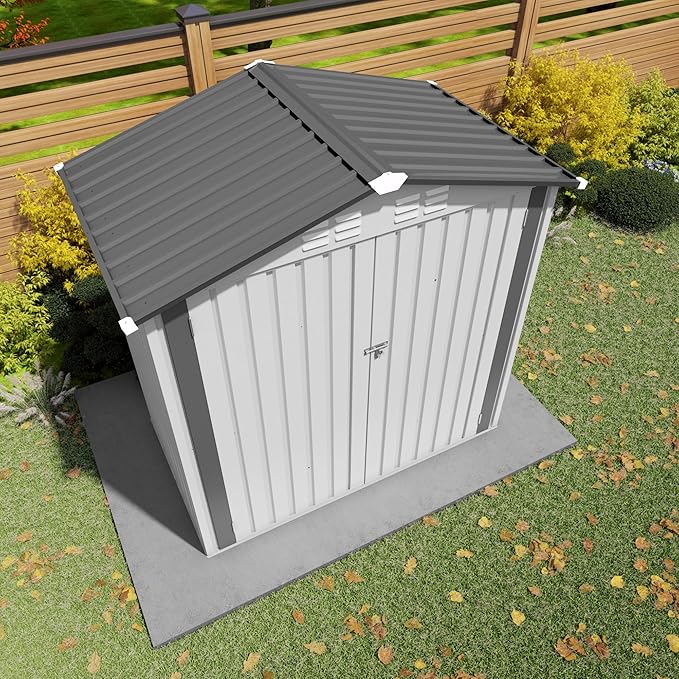 5x3 FT Outdoor Storage Shed, Small Metal Garden Shed with Window, Outside Tool Sheds with Lockable Hinged Doors, Waterproof Storage Building with 4 Air Vents for Backyard, Patio, Lawn, White