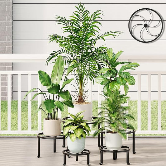 5 Pack Metal Plant Stands Anti-Rust Iron Heavy Duty Potted Holder for Flower Pot Indoor Outdoor Decoration Small Plant Holders for Home Garden