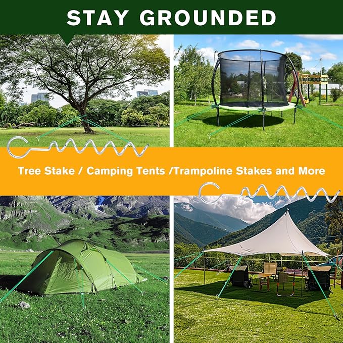 A Tree Support kit for straightening Trees, which Includes Supporting Metal Stakes and Ropes. It can Also be Used for Tree Protection in Harsh Weather and Outdoor Tent Fixation. (1)