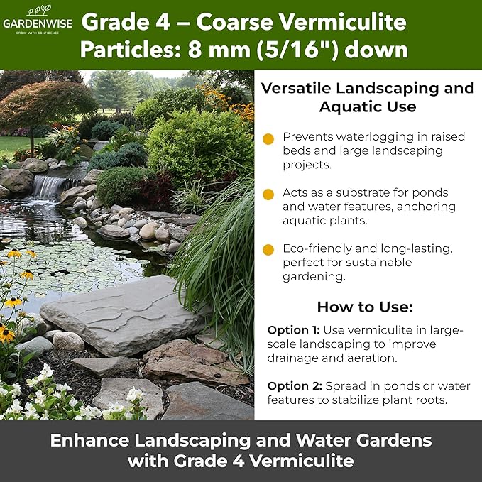 Organic Coarse Vermiculite for Indoor Gardening Plants and Mushrooms – Enhances Soil Aeration, Seed Germination, Rooting Cuttings – Small Packages and Bulk (Vermiculite Grade 4 – Coarse, 5 qt)