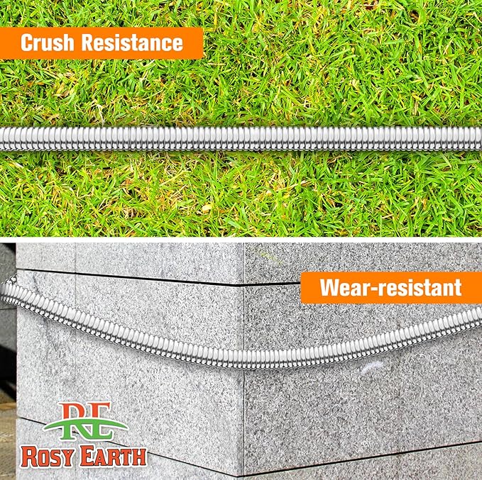 Garden Hose 3 FT, 304 Stainless Steel Metal Water Hose, Heavy Duty Flexible Leader Hose, Short Water Hose Kink Free Hose for Rv, Outdoor, Yard, No Bite, Leak proof and Durable