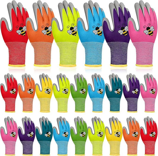 36 Pairs Kids Garden Gloves Children Work Gloves Non Slip Rubber Coated Gardening Gloves for Kids Toddlers Youth Boys Girls (Small (Age 3-5))