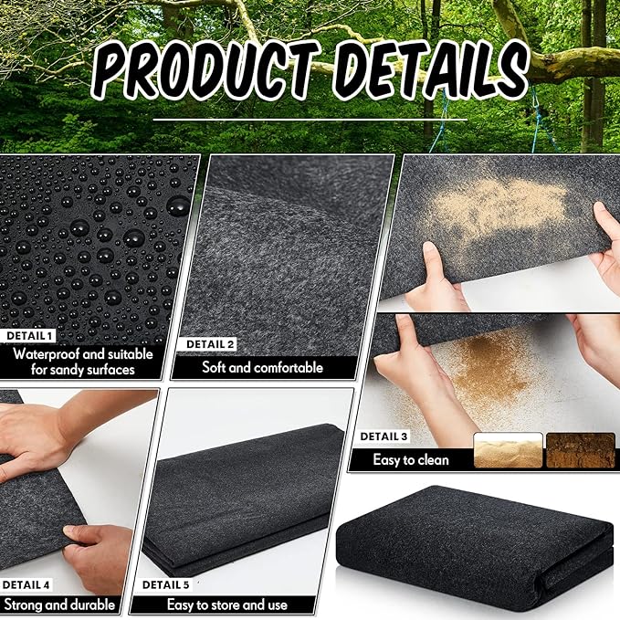 Haull Waterproof Outdoor Storage Shed Mat, 10x10 ft, Felt Surface, Non Slip Backing, Washable, Storage Shed Not Included