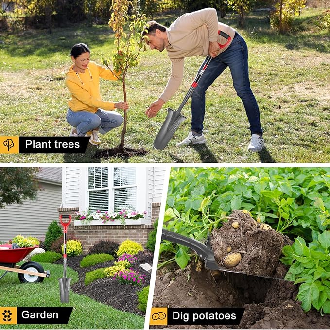 Drain Spade Digging Spade Shovel Trenching Spade Garden Spade Shovel for Deep Digging Transplanting,44 inches