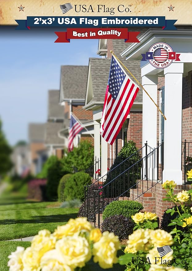 US Flag by USA Flag Co. (Made in USA) The BEST 2x3 Embroidered Stars and Sewn Stripes American Flag - 2 x 3 ft.