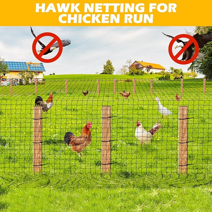 Bird Netting 50ft x 100ft, Heavy Duty Garden Net 1 inch Mesh Nylon Nettings for Chicken Coop Roof, Poultry Netting Deer Fence Trellis Net for Fruits Trees Plants
