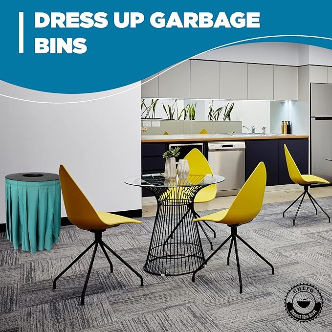 Black Trash Can Topper Cover With Solid Pleated Skirt | Designed to Fit 32 & 35 Gallon Trash Cans | Elegant Party Supplies for Weddings, Banquets, Birthday Parties & More (Black Top Green Skirt)