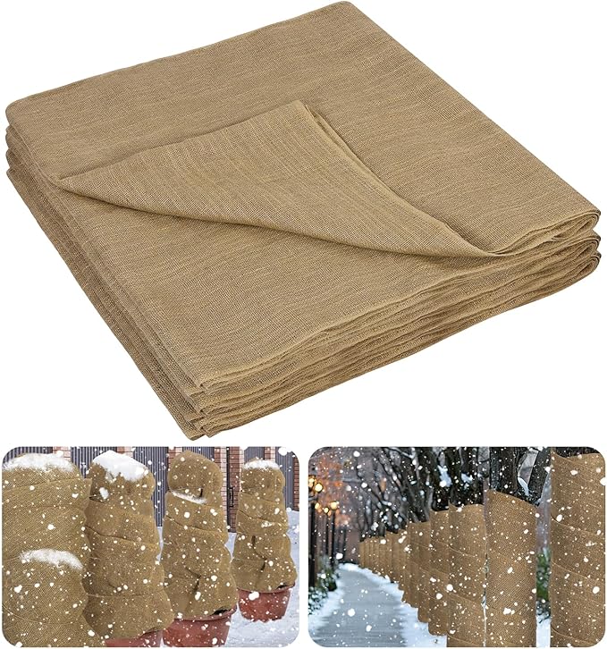 ANPHSIN 75ftx40in Large Burlap Plant Covers Freeze Protection - Winter Frost Blankets Cloth Natural Burlap Fabric Roll for Outdoor Bushes Trees Potted Plants Cold Weather