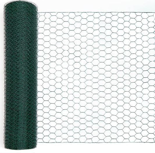 Green Chicken Wire 48 inch(H) x 100 ft(L), Anti-Rust Hexagonal Galvanized Metal Garden Netting for Floral Arrangements, PVC Coated Chicken Wire Coop for Crafts Plant Protector Pet Rabbits Fencing