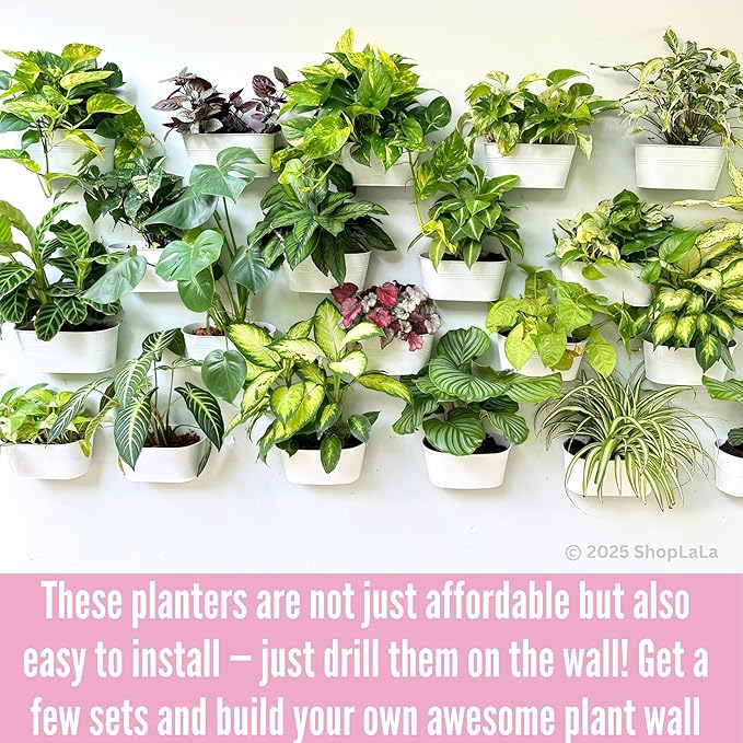 LaLaGreen Rail Planter Outdoor Plant (3 Pack, 11.8 Inch) White Metal Iron Hanging Flower Pot Deck Railings Fence Buckets Modern Countryside Boho Style Wall Mount Window Box Holder Hooks Porch Decor