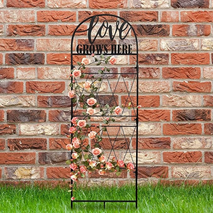 hogardeck 45 * 14 inch Metal Garden Trellis for Climbing Plants Flowers Outdoor,Heavy Duty,Black Coating Rustproof Trellis for Rose, Vegetable, Flowers, Perfect for Training Climbing Plants (1Pcs)