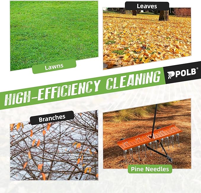 40" Tow-Behind Dethatcher with 20 Spring Steel Tines, Pull Behind Lawn Tractor Mower Grass Rake for Yard, Garden, and Farm Care – Removes Thatch, Leaves, and Pine Needles-Orange