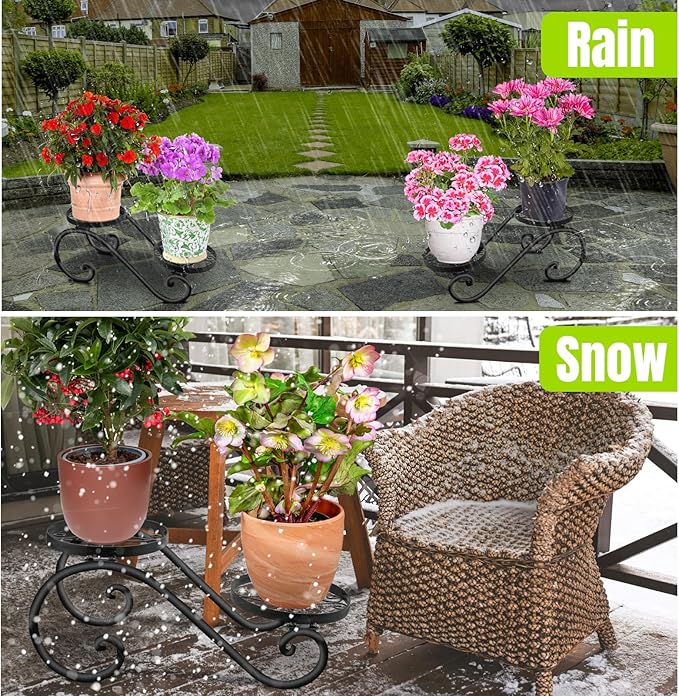 HLC Metal Plant Stand Flower Pot Holder Indoor Outdoor Plant Display Shelf Rack for Garden