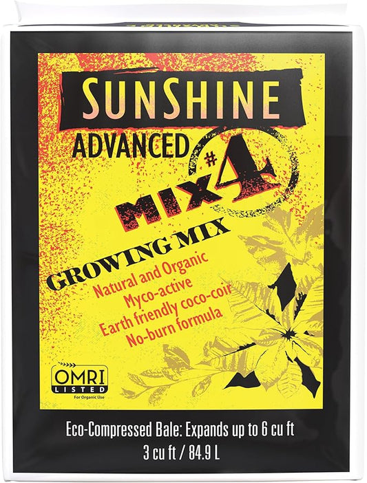 SunGro Horticulture SUGRADV3.0 Advanced Mix #4 Sunshine Organic Plant Growth Mix for Garden, Plant, and Root Growth, 3 Cubic Feet