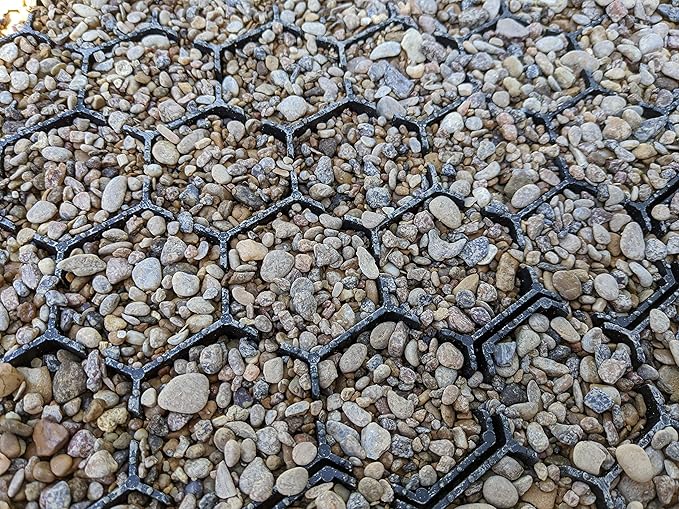 Vodaland Permeable HexPave System - Grass & Gravel Pavers - 100% Recycled PPE Plastic, Handles 27,000 lbs, 1" Depth, 65 s.f / 22 Units