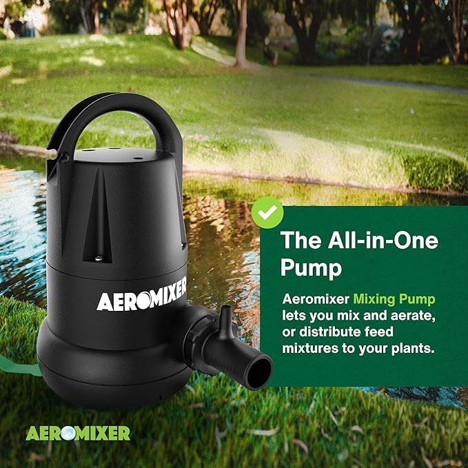 Aeromixer MINI 1/4 HP Submersible Mixing + Aerating Pump - Submersible Water Pump for Nutrient Mixing and Aerating, Electric Garden Water Pumps, Heavy Duty Outdoor Pumps for Farming and Gardening