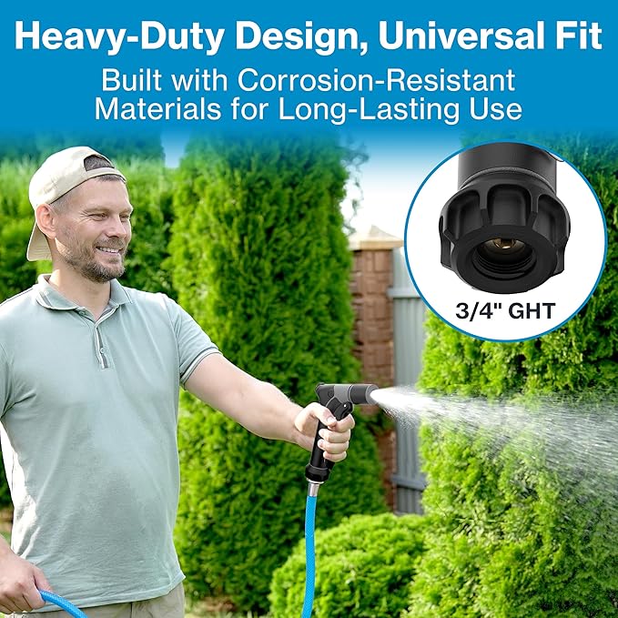 Aquor Utility Spray Nozzle – Heavy-Duty Garden Hose Nozzle with Dual Flow Control, Adjustable Jet to Cone Spray, Water Hose Sprayer for Lawn, Car Wash, Dog Wash, Cleaning, and Gardening – Jet Black