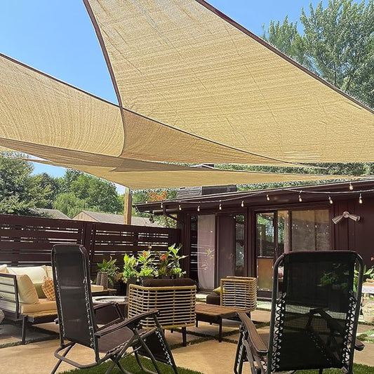 LOVE STORY 10' x 10' x 14' Right Triangle Sand Sun Shade Sail Canopy UV Block Cover for Outdoor Patio Garden Backyard