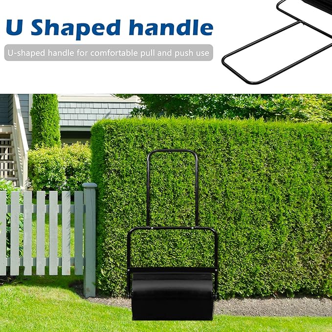 VINGLI Lawn Roller Water Filled Pull Behind 20inch Garden Drum Roller Push/Tow Behind, Water/Sand Filled Roller for Garden, Lawn, Backyard (Black)
