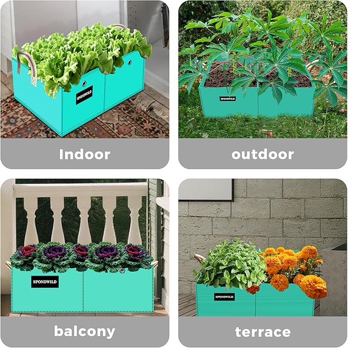 Rectangle Grow Bags - 2 Pcs 10 Gallon Pots Compatible Potato Planter, PE Rectangle Planter for Growing Fruit and Vegetables, Green