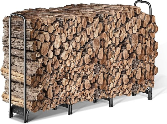 Firewood Rack 6ft, Heavy Duty Fire Wood Storage Racks for Indoor & Outdoor, Metal Log Holders for Firewood，Fireplace Wood Pile Storage Stacker Organizer, Black